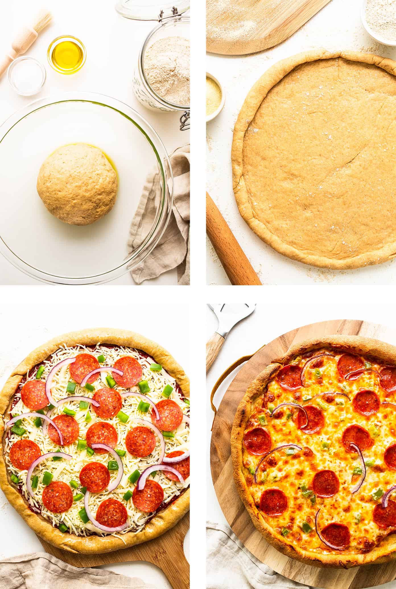 Step by step photos for how to make homemade pizza dough