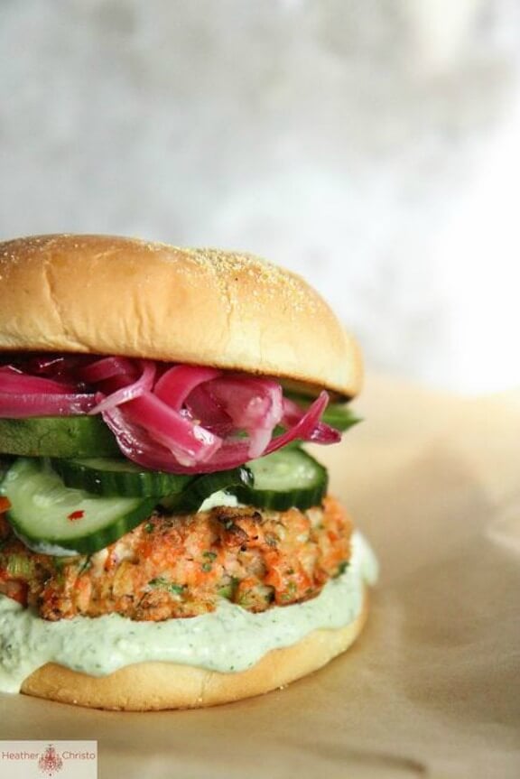 Asian Salmon Burger | heatherchristo.com