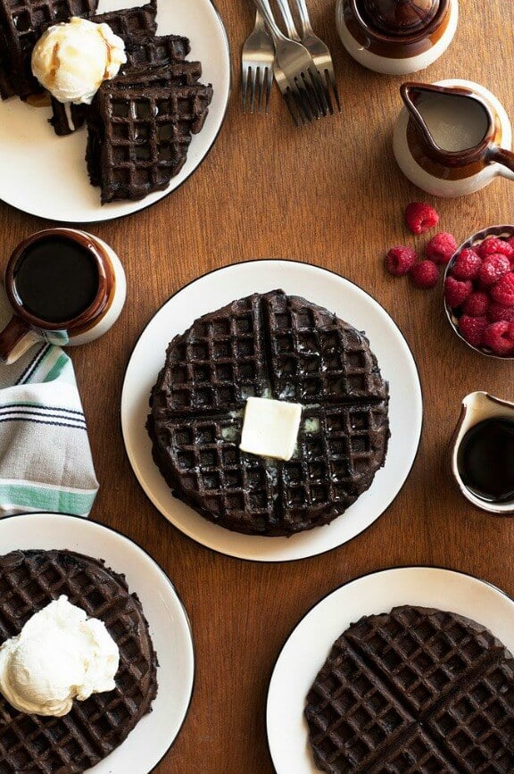 Dark Chocolate Zucchini Cake Waffles | thecandidappetite.com