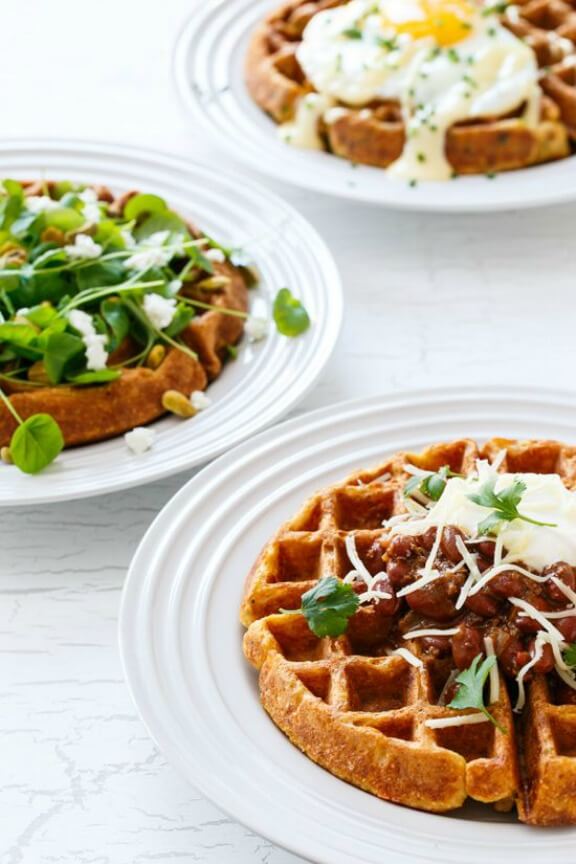 Savory Cornbread Waffles | loveandoliveoil.com