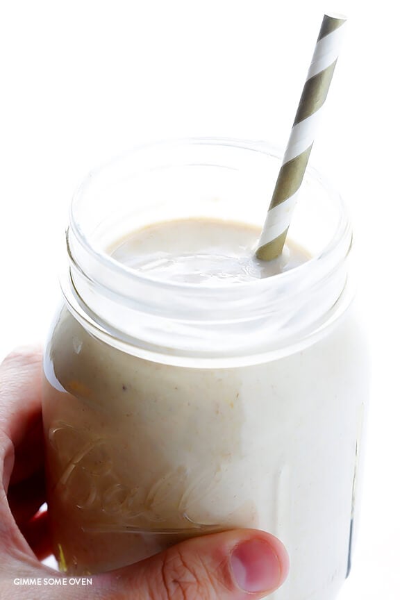 Banana Bread Smoothie -- quick and easy, protein-packed, and tastes just like the bread that inspired it! | gimmesomeoven.com