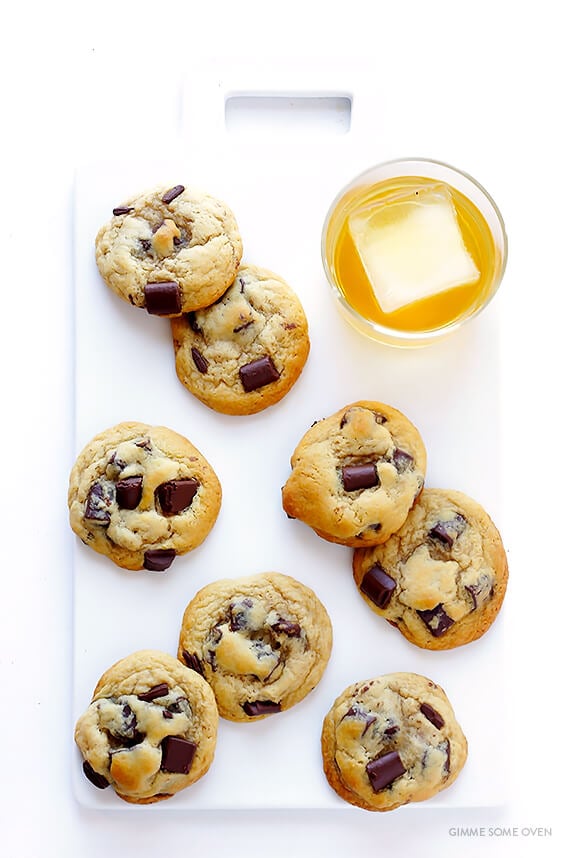 Bourbon Chocolate Chip Cookies -- soft, chewy, and made extra delicious with a hint of bourbon | gimmesomeoven.com