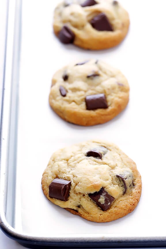 Bourbon Chocolate Chip Cookies -- soft, chewy, and made extra delicious with a hint of bourbon | gimmesomeoven.com