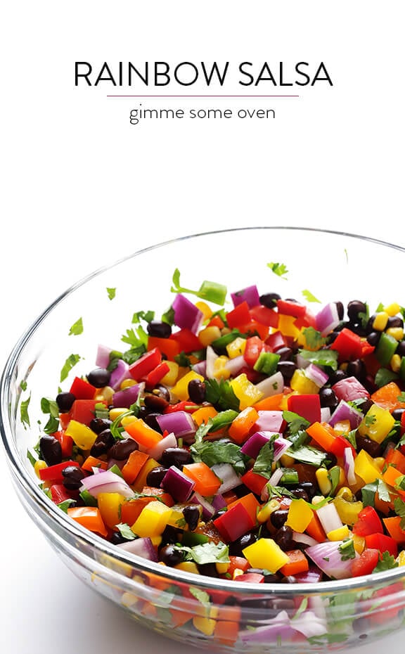 Rainbow Salsa -- easy to make, and so fresh and tasty! | gimmesomeoven.com