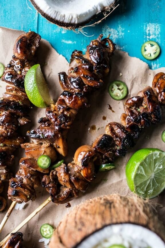 Coconut Honey Lime Filipino Chicken Adobo Skewers | halfbakedharvest.com