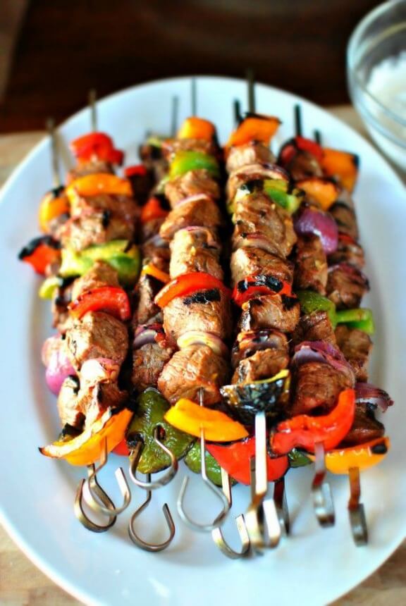 Grilled Marinated Steak Kebabs | simplyscratch.com