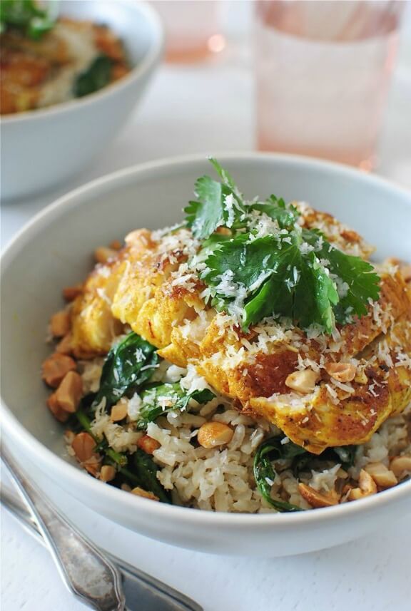 Seared Indian Chicken over Coconut Rice | bevcooks.com