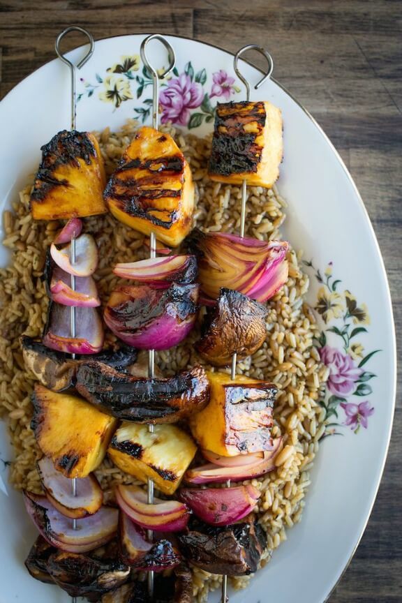 Teriyaki Portobello Mushroom Kabobs | chezus.com