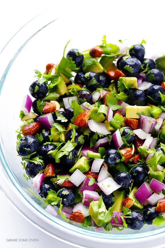 Fish Tacos with Blueberry-Almond Salsa -- perfectly sweet and savory, naturally gluten-free, and SO GOOD! | gimmesomeoven.com