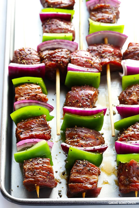 Asian Pepper Steak Kabobs | gimmesomeoven.com