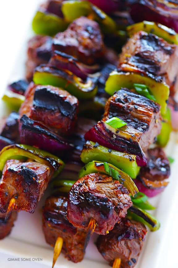 Asian Pepper Steak Kabobs | gimmesomeoven.com