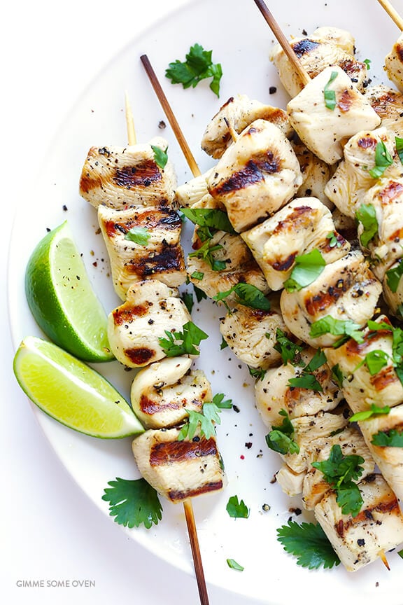 Tequila Lime Chicken Kabobs -- quick and easy to make, and SO good! | gimmesomeoven.com