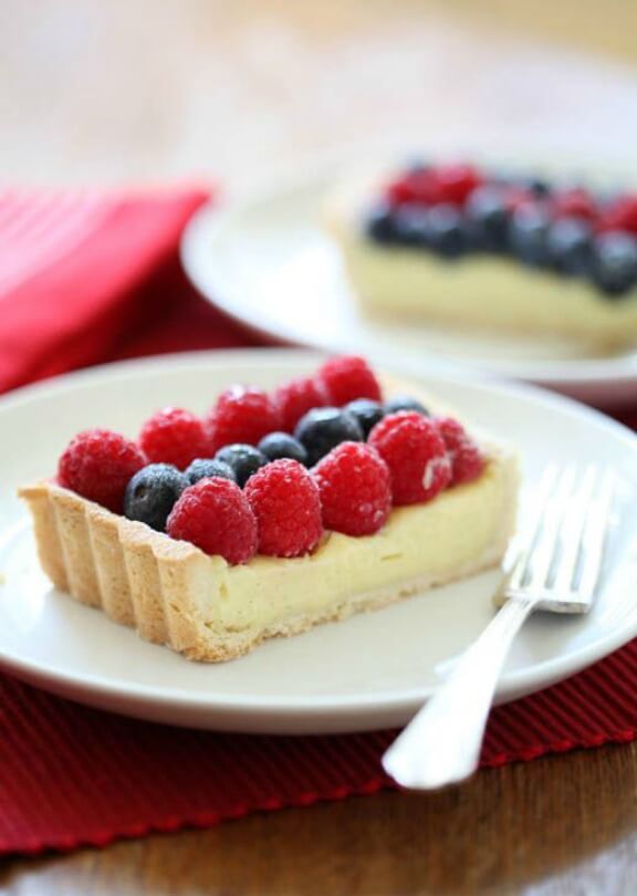 Raspberry, White Chocolate and Blueberry Tart | zoebakes.com