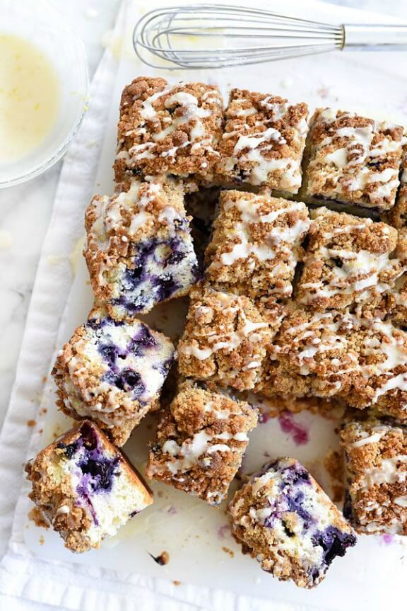 Blueberry Buckle with Lemon Glaze | foodiecrush.com