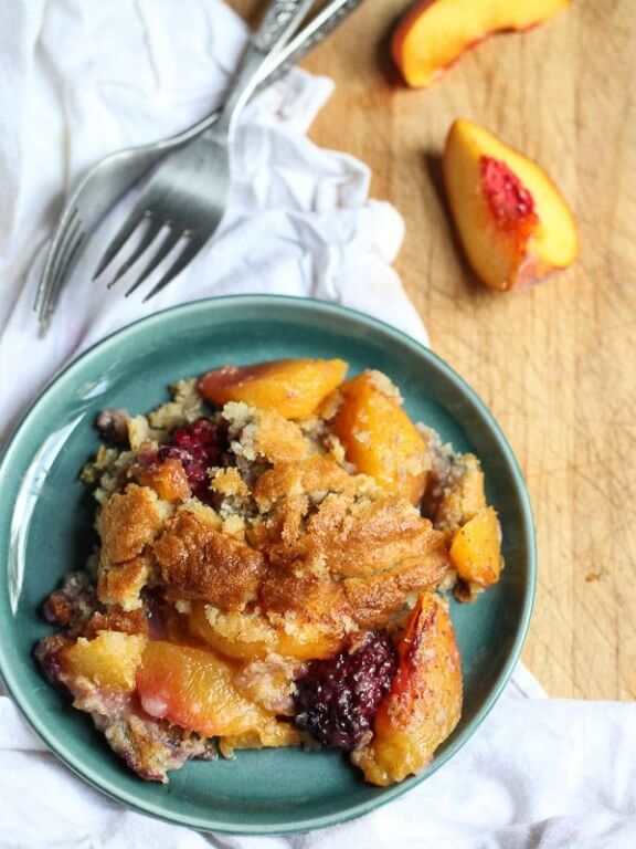 Grandma's Peach and Blackberry Cobbler | foodiecrush.com