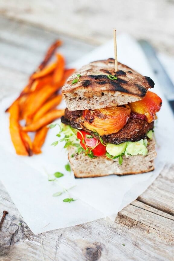 Portobello & Peach Burger | greenkitchenstories.com