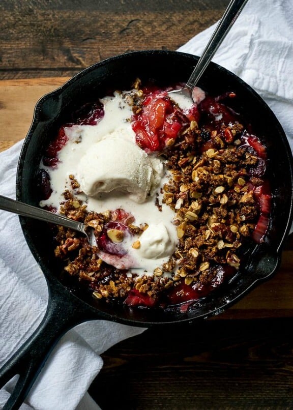 Stovetop Rhubarb-Cherry Crisp | kitchenconfidante.com