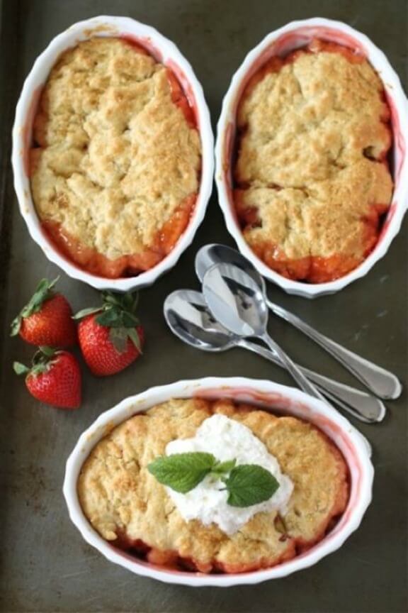 Strawberry Rhubarb Cobbler | twopeasandtheirpod.com