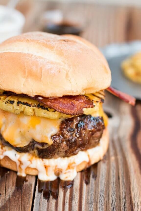 Teriyaki Pina Colada Burger | ohsweetbasil.com