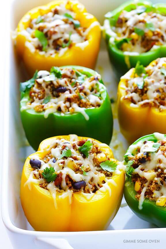 5-Ingredient Mexican Quinoa Stuffed Peppers | gimmesomeoven.com