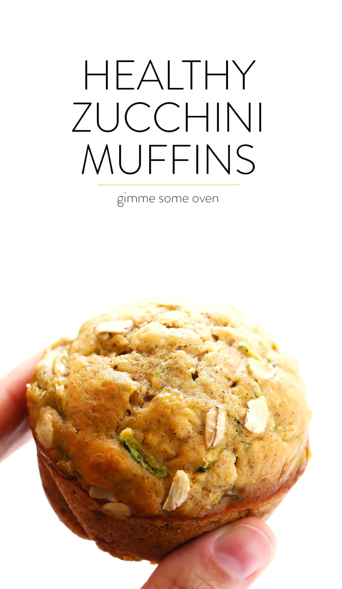 Love this Healthier Zucchini Muffins recipe! It's easy to make, made with healthier ingredients (including oatmeal), and so flavorful and delicious! My kind of summer breakfast comfort food. :) | gimmesomeoven.com