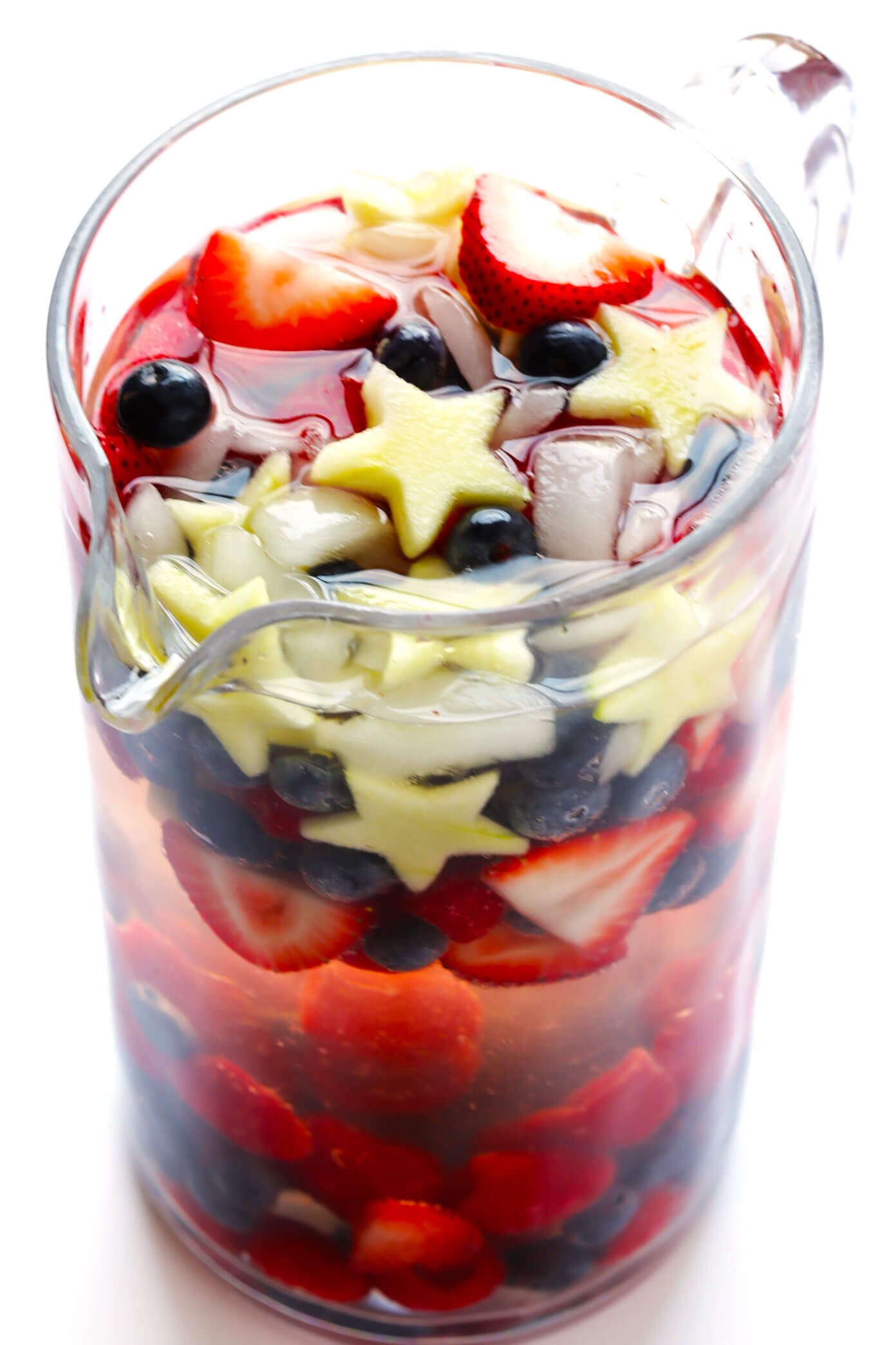 Red White and Blue Sparkling Sangria in a Pitcher