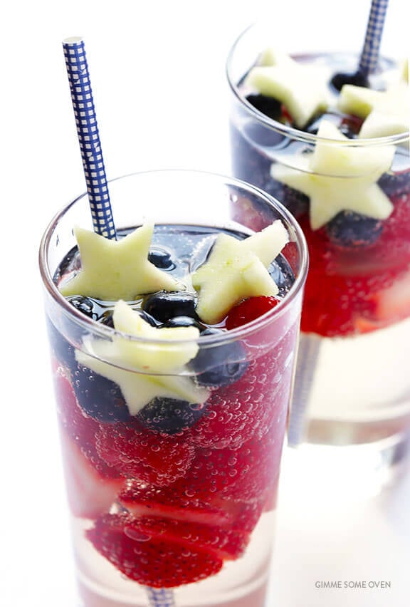 Sparkling Red White and Blue Sangria for the 4th of July