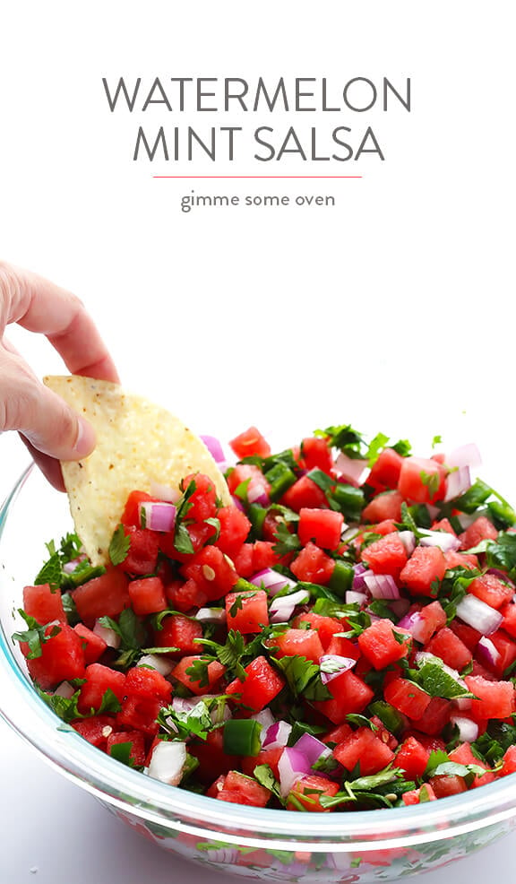 Watermelon Salsa -- quick and easy to make, and so refreshing! | gimmesomeoven.com