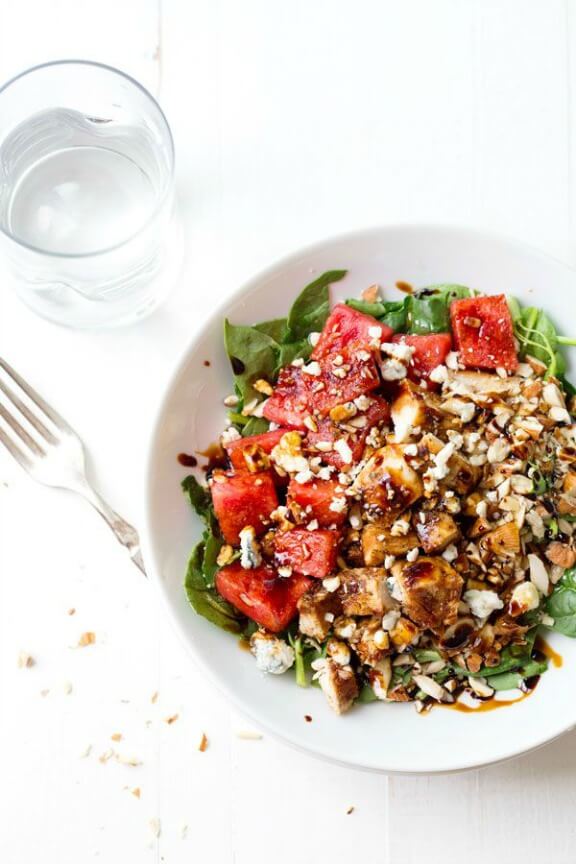 Balsamic Watermelon Chicken Salad | pinchofyum.com