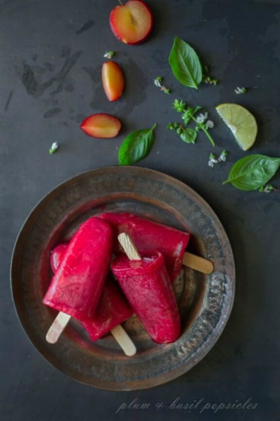 Plum & Basil Popsicles | thewhiteramekins.com