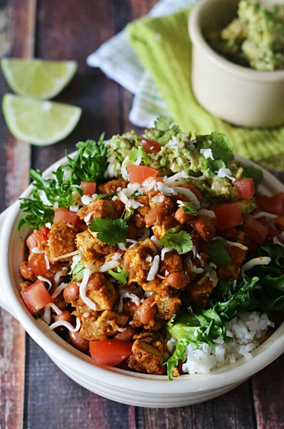 Sofritas Tofu Burrito Bowls | hostthetoast.com