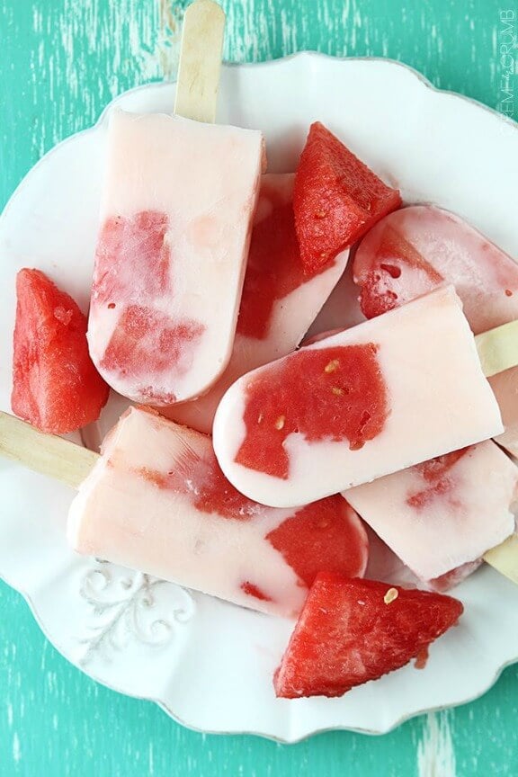 Watermelon Popsicles (2 Ingredients) | lecremedelacrumb.com