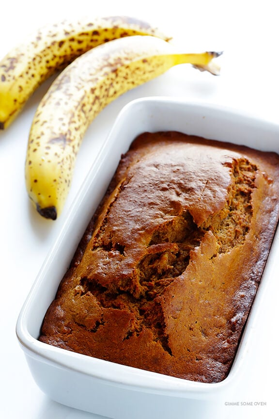 This banana bread recipe is naturally-sweetened with maple syrup, easy to make, and SO moist and delicious | gimmesomeoven.com