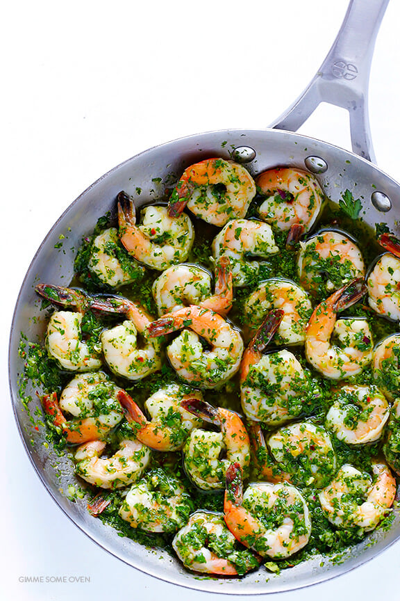 Chimichurri Shrimp -- full of the BEST fresh flavors, and ready to go in about 10 minutes! | gimmesomeoven.com