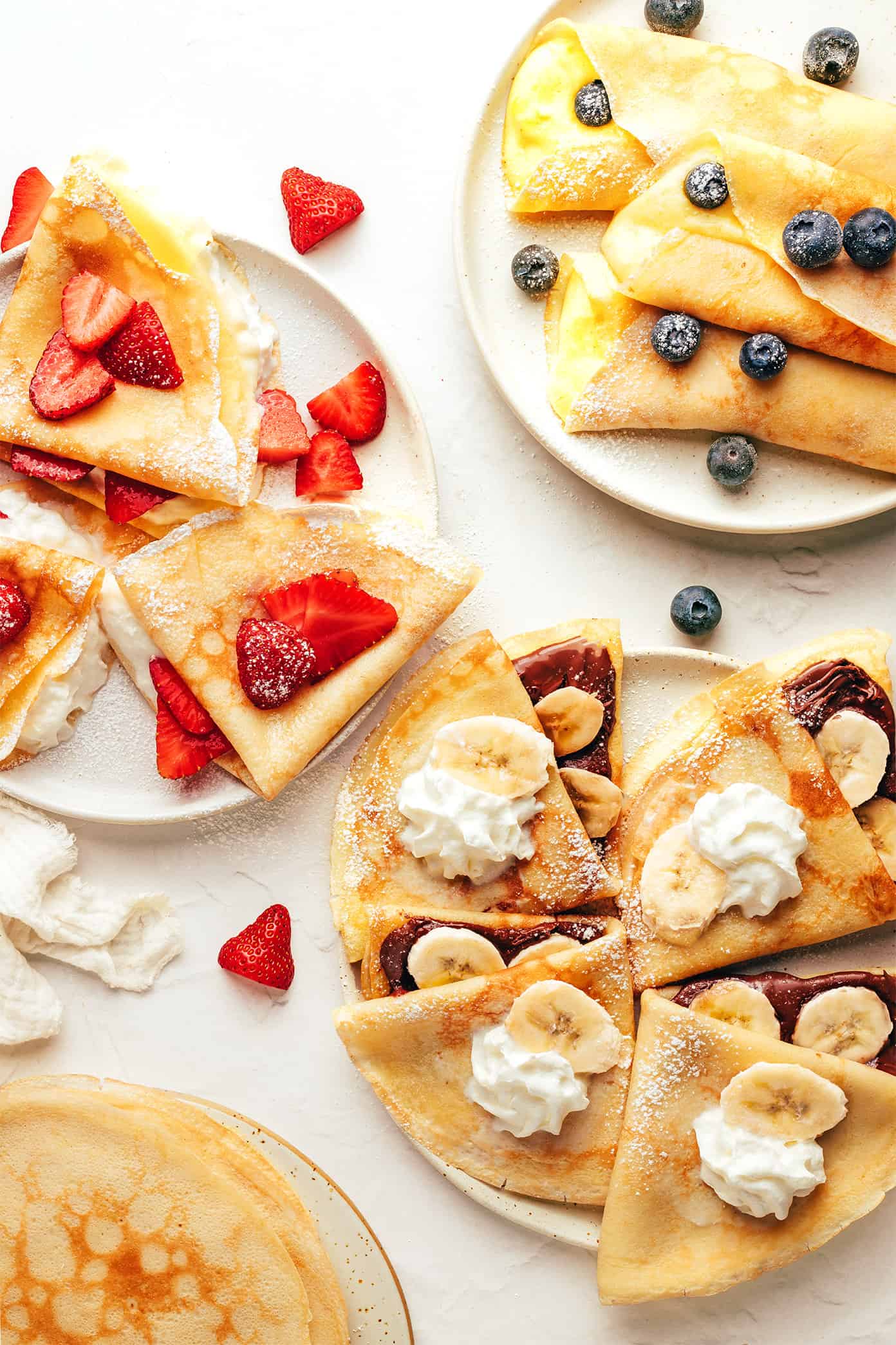 Assortment of homemade crepes