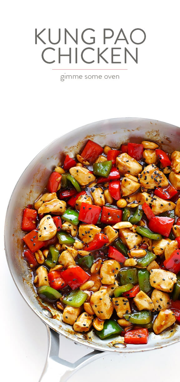 Kung Pao Chicken -- quick and easy to make homemade, plus this version is naturally sweetened with honey | gimmesomeoven.com