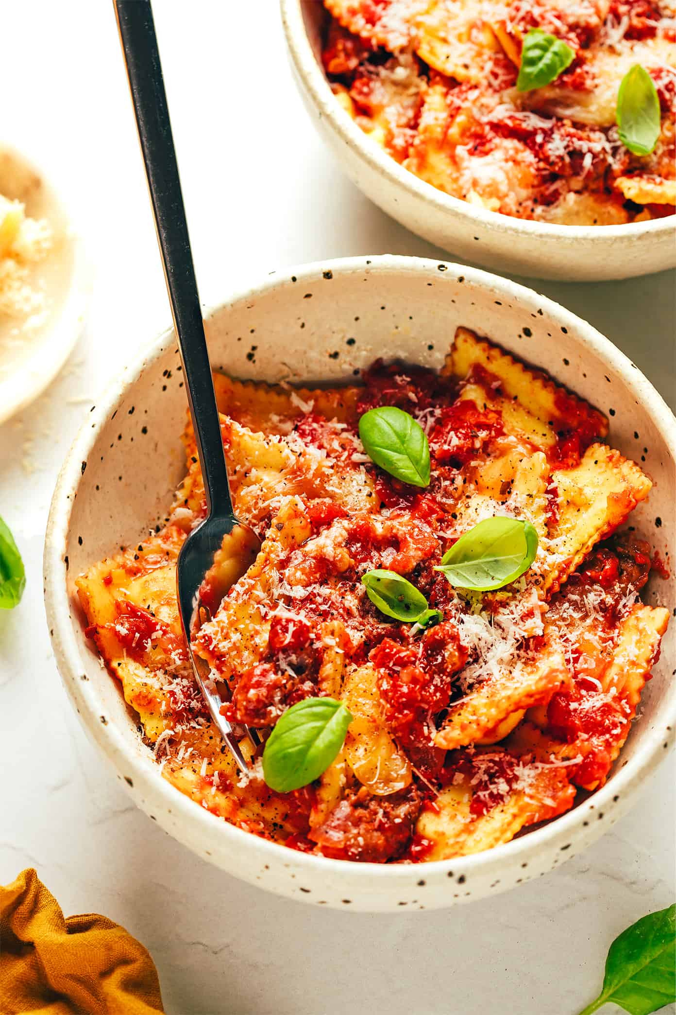 Ravioli lasagna in bowl