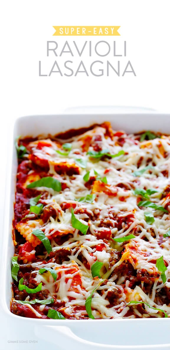 Super-Easy Ravioli Lasagna -- quick and easy to prep, and full of the delicious lasagna flavors we all love! | gimmesomeoven.com
