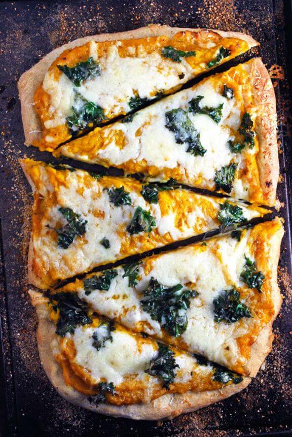 Butternut Squash and Kale Pizza | theliveinkitchen.com