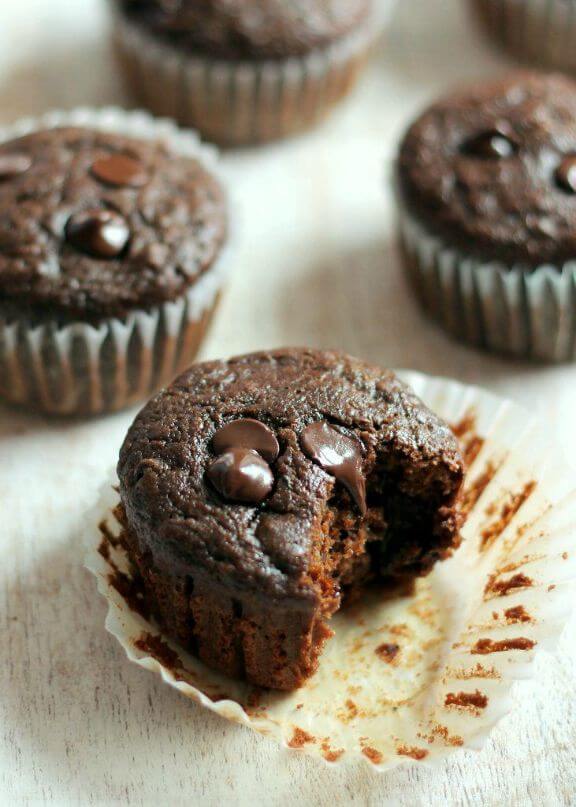 Healthy Double Chocolate Zucchini Muffins | ambitiouskitchen.com