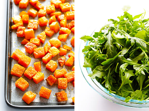 5-Ingredient Butternut Squash, Arugula and Goat Cheese Pasta Recipe | gimmesomeoven.com