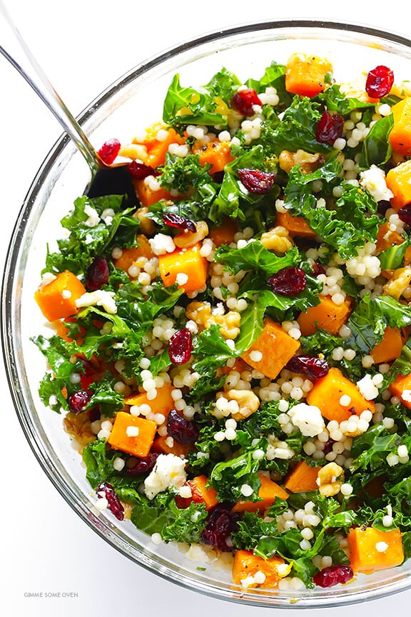 Roasted Butternut Squash, Kale and Cranberry Couscous -- a quick and easy meal that's so fresh and delicious! | gimmesomeoven.com