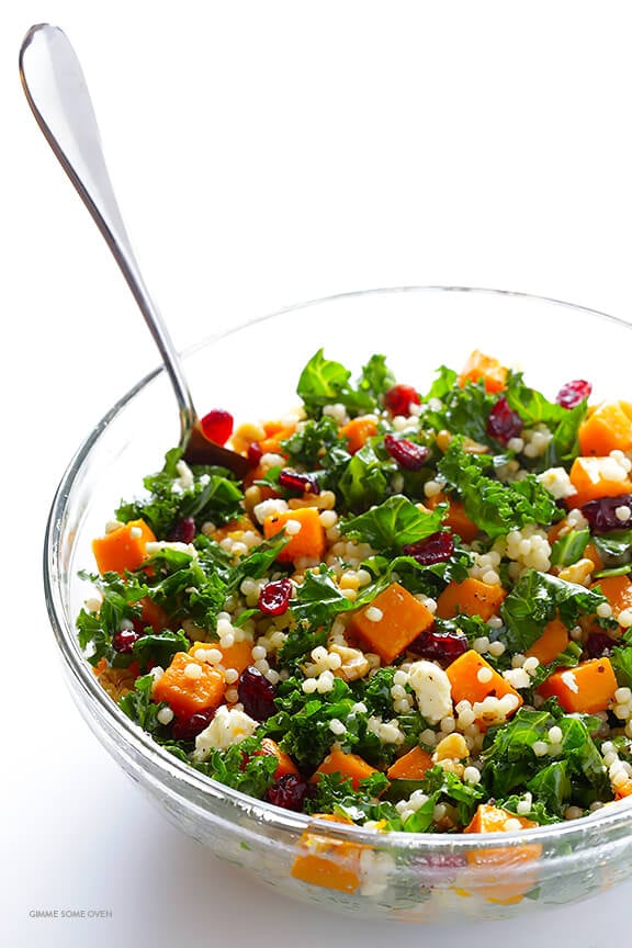 Roasted Butternut Squash, Kale and Cranberry Couscous -- a quick and easy meal that's so fresh and delicious! | gimmesomeoven.com