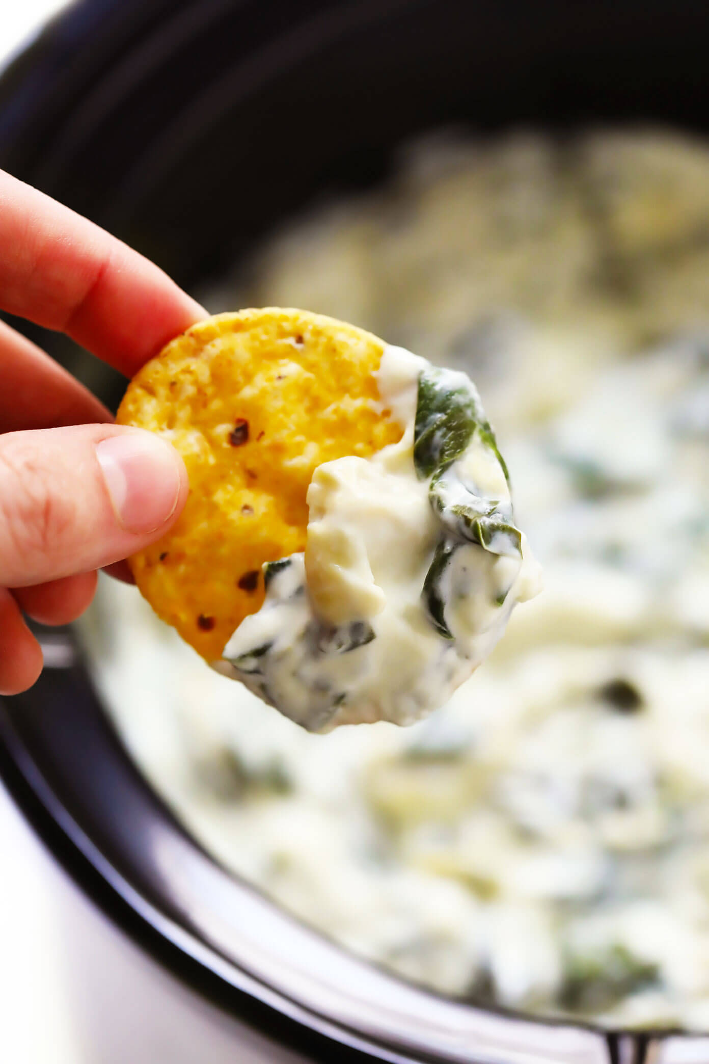 Crockpot Spinach Dip {Healthy Spinach Dip} - The Cookie Rookie (VIDEO)