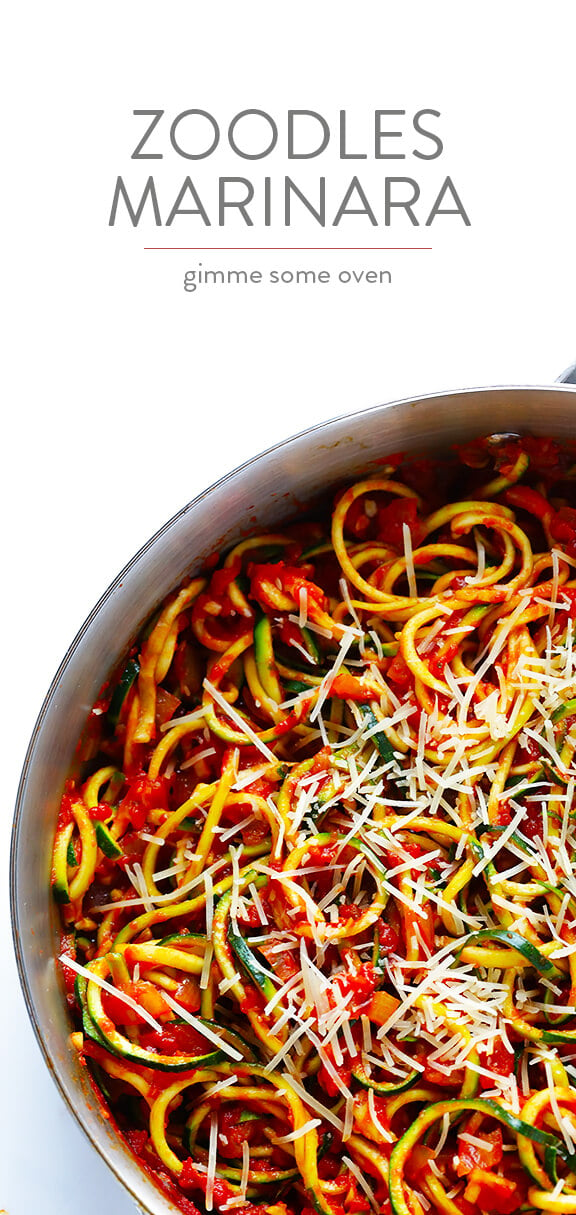 Zoodles Marinara (Zucchini Noodles with Chunky Tomato Sauce) -- easy to make, and SO delicious! | gimmesomeoven.com