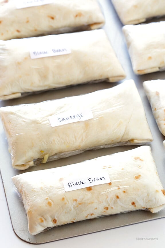 Freezer Breakfast Burritos -- easy to make, customize, and reheat, and SO tasty! | gimmesomeoven.com