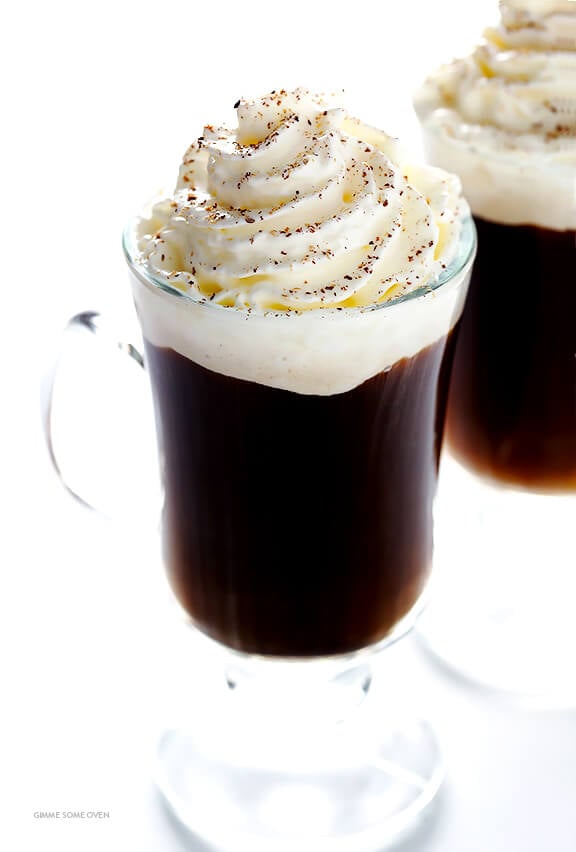 Irish Coffee Recipe -- all you need are 3 basic ingredients for this simple warm drink | gimmesomeoven.com