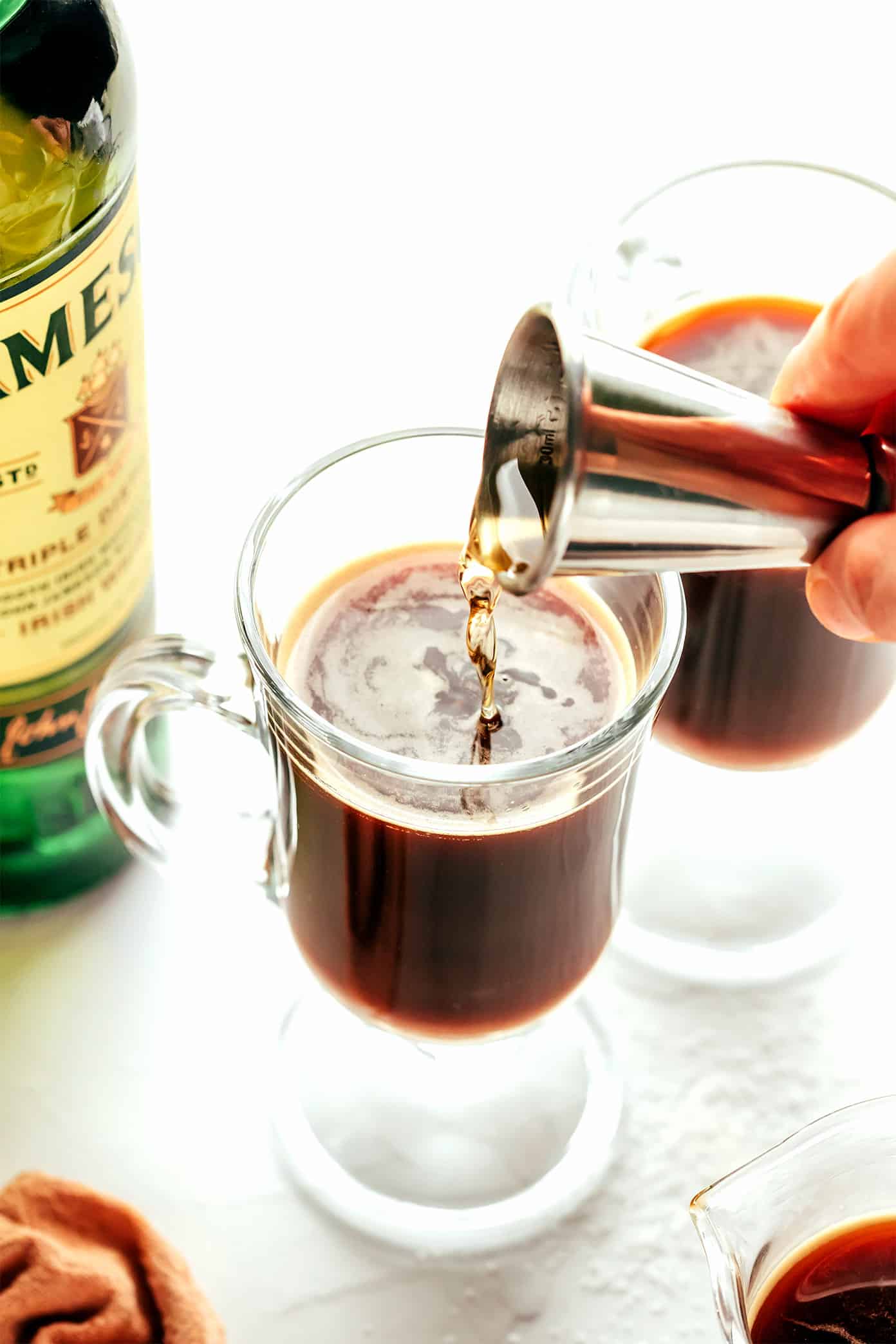 Iced Whiskey Coffees with Whiskey Syrup and Whipped Cream. - How