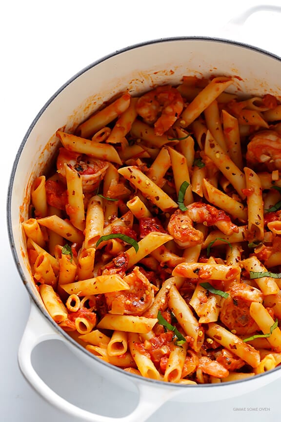 Shrimp Pasta with Creamy Tomato Basil Sauce - Gimme Some Oven