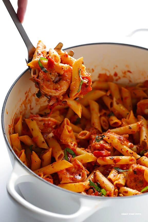 Shrimp Pasta with Creamy Tomato Basil Sauce - Gimme Some Oven